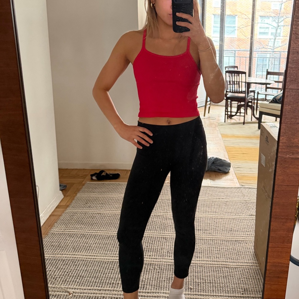 Aura Red Ribbed Tank Top